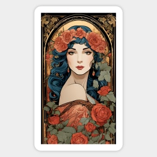 Lady and Roses Sticker